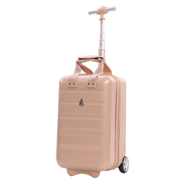 Aerolite Ryanair Approved Cabin Bag 40x20x25cm – Lightweight 2-Wheel Hard Shell Underseat Trolley with TSA Lock – Eco-Friendly Interior – Beige
